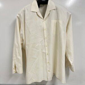0510 Tommy Bahama Men’s 4XB 100% Silk Shirt Beige Cream Button Front Coastal